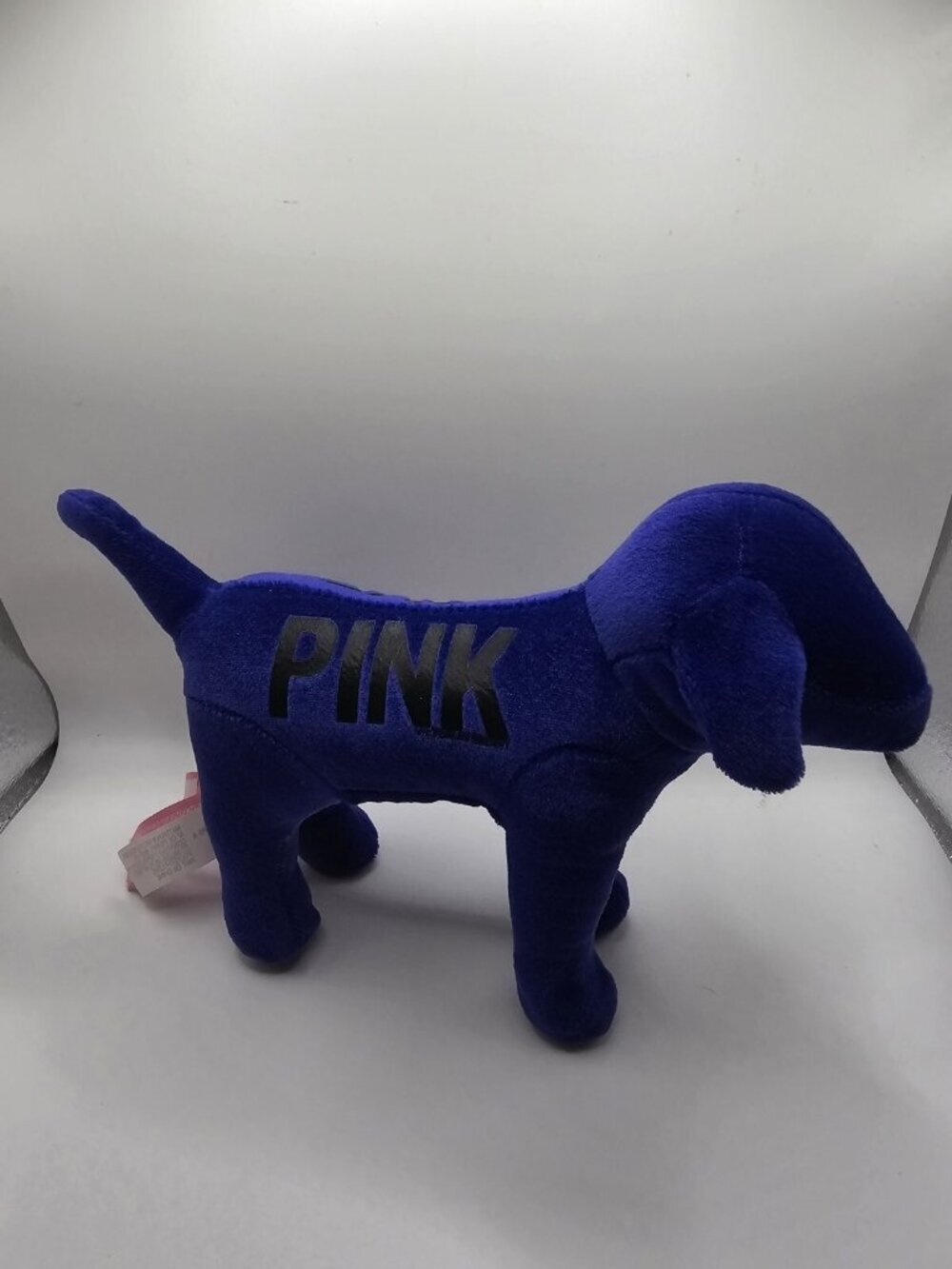 Victoria Secret PINK Plush Dog- Y2K Room Decor- Indigo Velvet Spellout "Love"